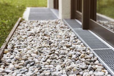 French drain in landscape