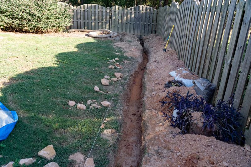 Installation of drainage trenches